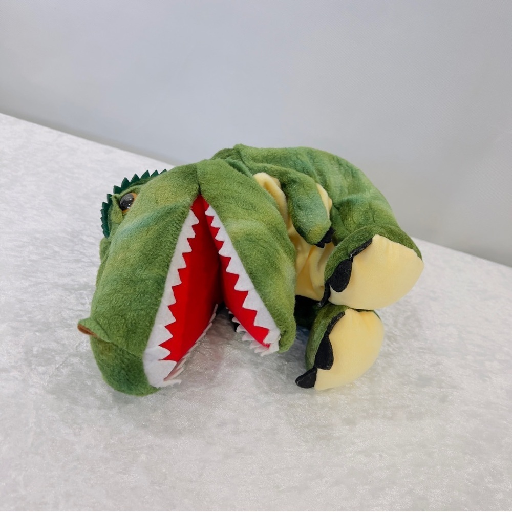 Dinosaur Hand Puppet Plush Toy Tyrannosaurus Rex Kids Fun Multi Green - Picture 5 of 11